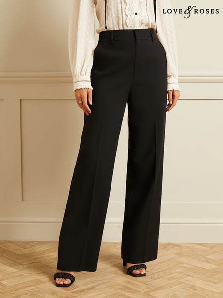 Love & Roses Black High Waist Wide Leg Tailored Trousers (AD7876) | € 31