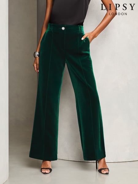Lipsy Black Petite Velvet Wide Leg Trousers (AD7904) | € 73