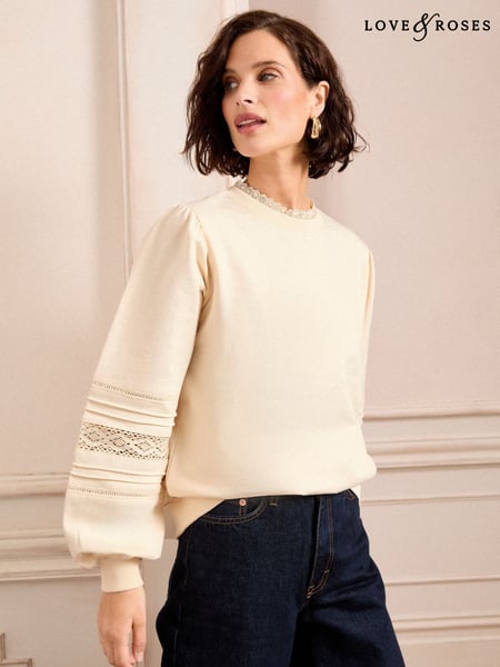 Love & Roses Ivory Pintuck Jersey Sweatshirt (AD8050) | € 30