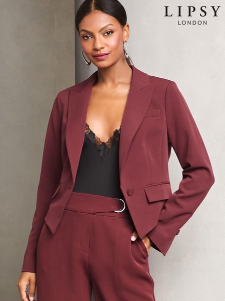 Lipsy Burgundy Red Single Button Tailored Blazer (AD8090) | € 50