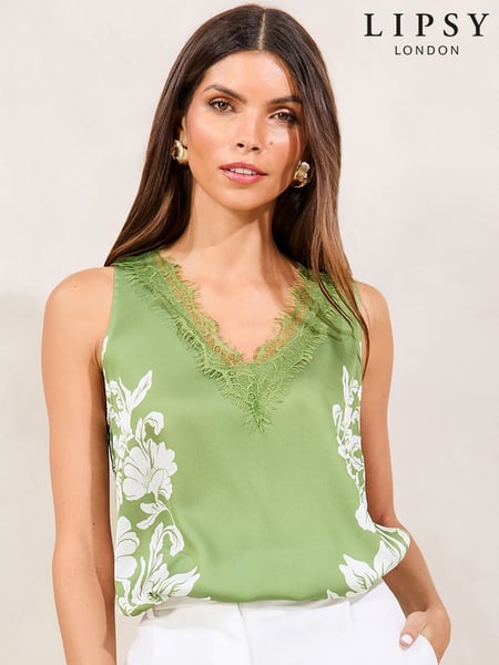 Lipsy Green Floral Satin Vest (AD8153) | € 50