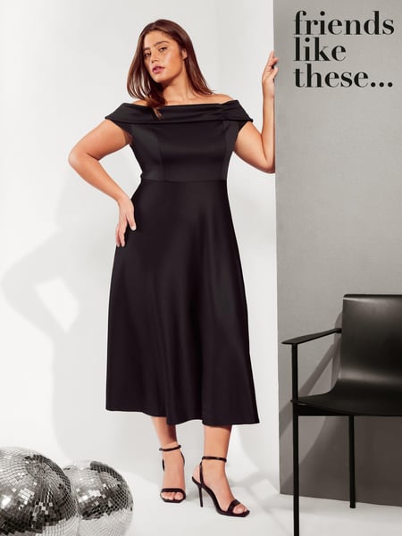 Friends Like These Black Curves Scuba Bardot Midi Dress (AD8191) | € 56
