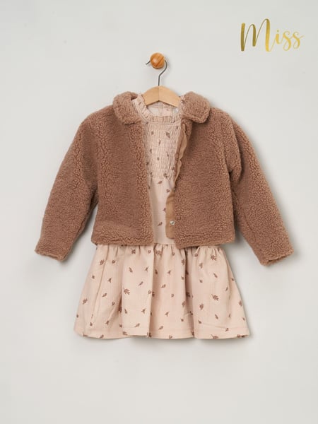 Miss Girls Faux Fur Jacket, Dress And Tights Outfit Set (AD8208) | € 53