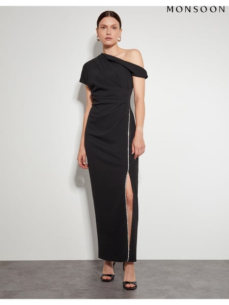 Monsoon Black Tia Asymmetrical Jersey Maxi Dress (AD8911) | € 66