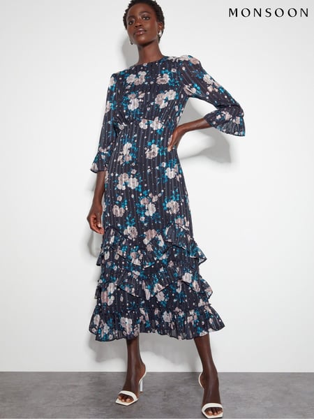 Monsoon Blue Drew Floral Burnout Midi Dress (AD8929) | € 101