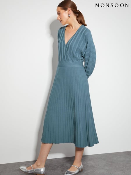 Monsoon Blue Wynn Knit Wrap Midi Dress (AD8935) | € 66