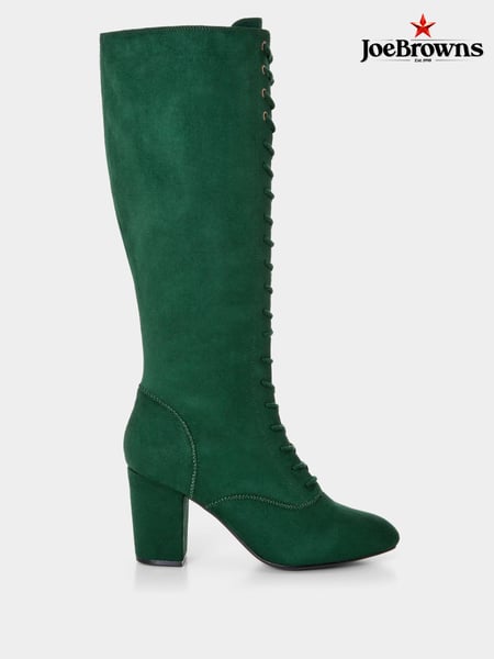 Joe Browns Green Long Microsuede Lace Up Heeled Boots (AD9057) | € 62