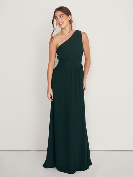 Six Stories Green One Shoulder Pleated Waist Chiffon Bridesmaid Dress (AD9313) | € 154