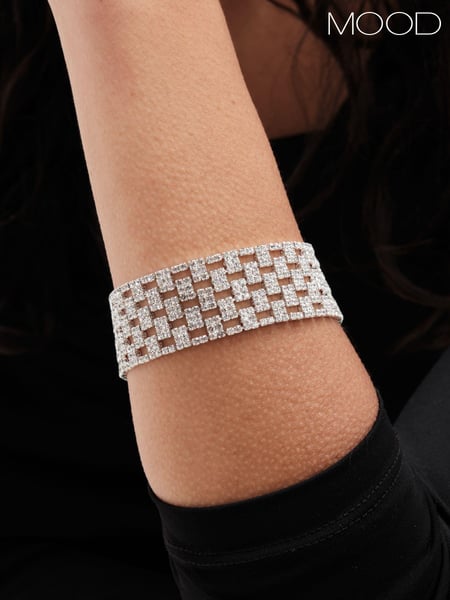Mood Silver Tone Crystal Stretch Bracelets (AD9529) | € 19