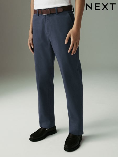 Blue/Grey Mid Straight Fit Belted Soft Touch Chino Trousers (AD9936) | € 45