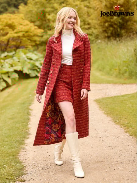 Joe Browns Orange Petite Textured Tweed Double Breasted Maxi Coat (AE0467) | € 105