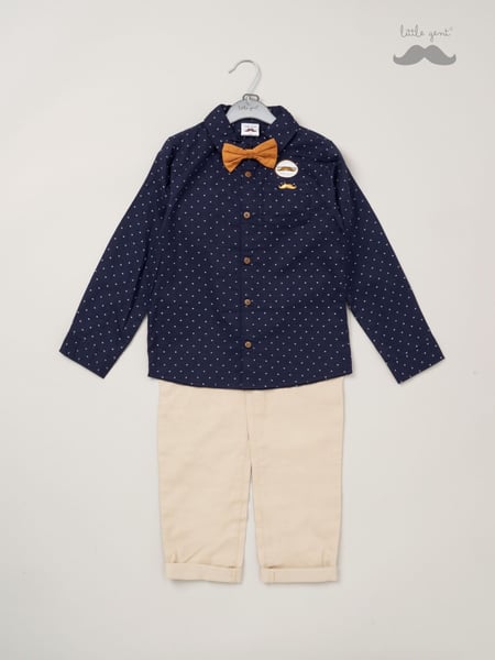 Little Gent Bow Tie Mock 100% Cotton Shirt and Trousers with Braces Outfit Set (AE5969) | € 44