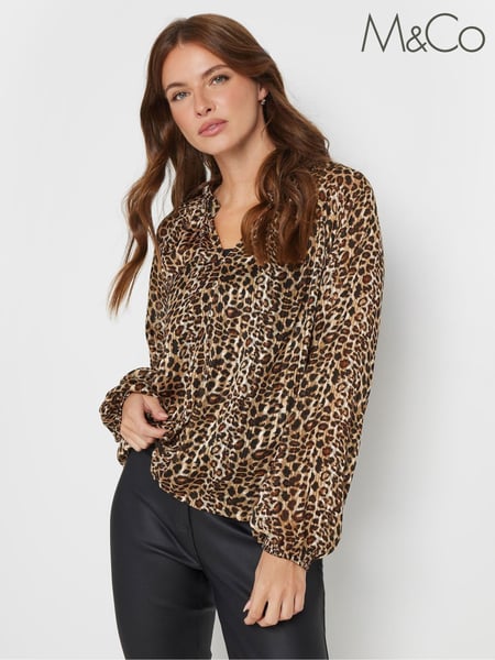 M&Co Natural Animal Print V-Neck Top (AF7350) | € 53