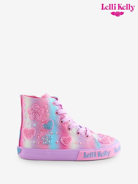 Lelli Kelly Pink Penelope Hearts Hi Top Trainers (AF7592) | € 100