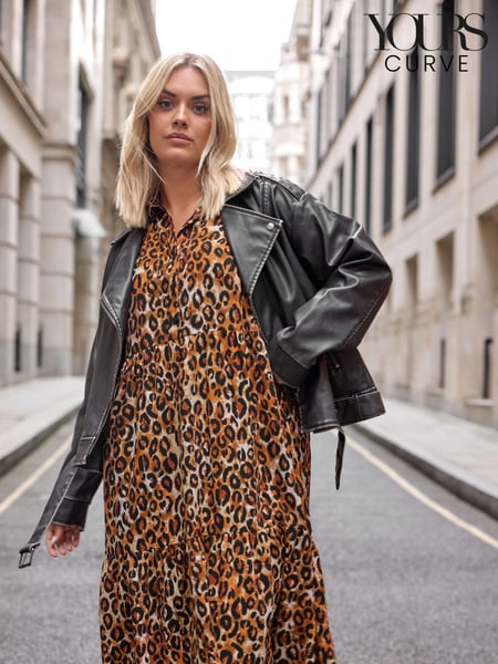 Yours Curve Animal 3/4 Sleeve Shirt Dress (AF7649) | € 58