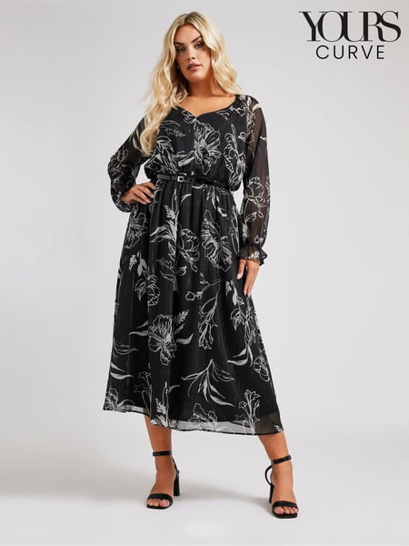 Yours Curve Black London Dress With PU Belt (AF7689) | € 49
