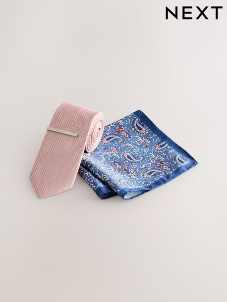 Pink/Blue Tie and Pocket Square Set (AF7716) | € 27
