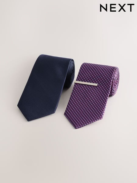 Navy/Red Textured Ties And Clips 2 Pack (AF7723) | € 33