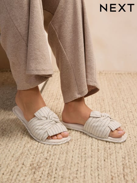 Schwarz-weiß gestreift - Blend Bow Slider Slippers (AF7844) | 20 €