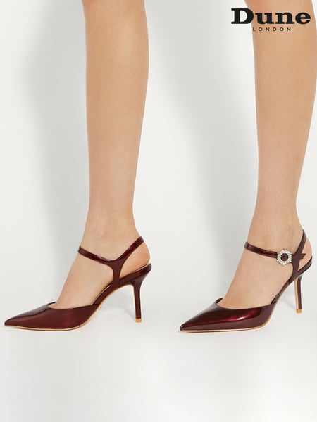 Dune London Red Standard Fit Channel Y Back Open Court Heels (AG1669) | € 97