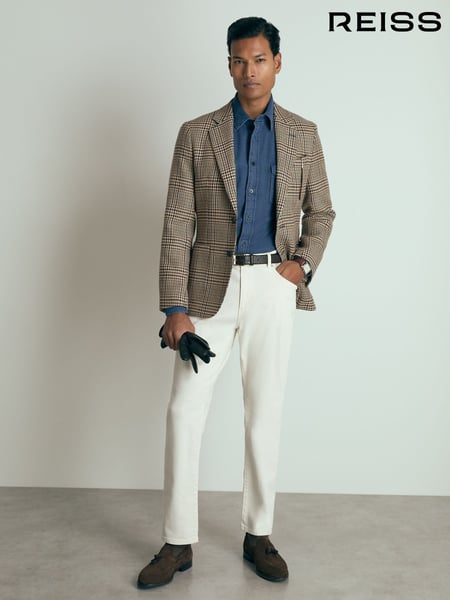 Reiss Brown Bletchley Atelier Single-Breasted Blazer in Wool Prince of Wales-Check (AG1903) | € 928