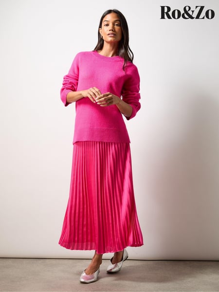 Ro&Zo Pink Pleated Midi Skirt (AG2187) | € 69