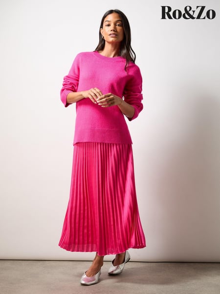 Ro&Zo Pink Petite Pleated Midi Skirt (AG2198) | € 69