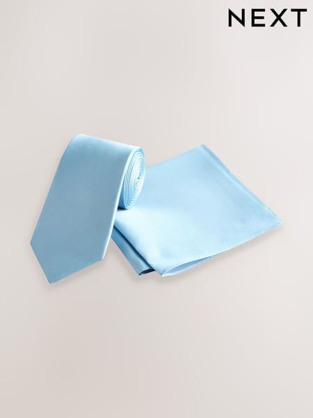 Pastel Blue Silk Tie And Pocket Square Set (AG2279) | € 42