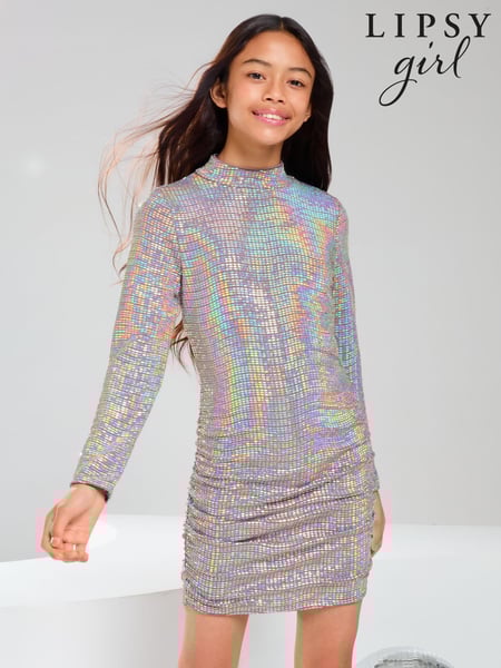 Lipsy Silver Teen Holographic Bodycon Dress (10-16yrs) (AG3459) | € 29 - € 34