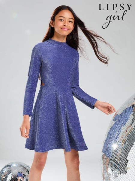 Lipsy Navy Blue Glitter Cut Out Party Dress (5-16yrs) (AG3493) | € 37 - € 46
