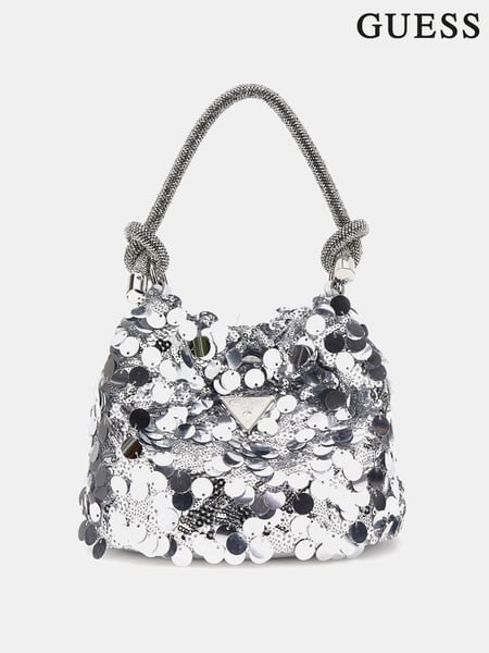 Guess Silver Sequin Top Handle Pouch Bag (AG3630) | € 218