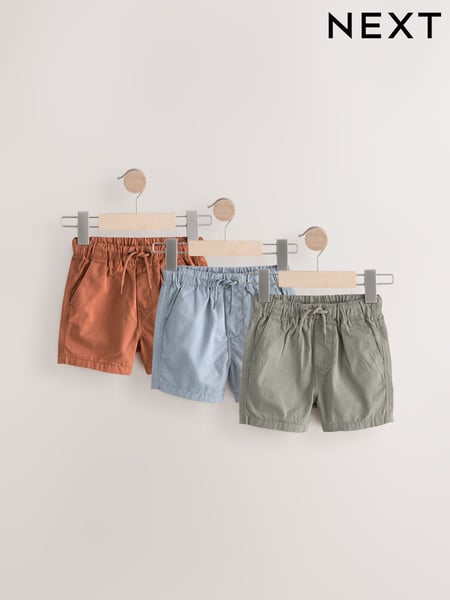 Orange/Sage/Blue Pull On Shorts 3 Pack (3mths-7yrs) (AG3812) | € 21 - € 27