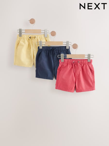 Navy/Red/Yellow Pull On Shorts 3 Pack (3mths-7yrs) (AG3815) | € 21 - € 27