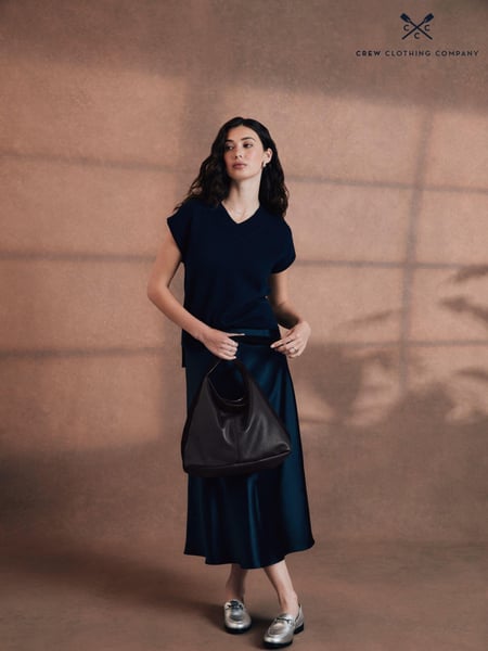 Crew Clothing Company Blue Rowen Satin Midi Slip Skirt (AG3907) | € 46