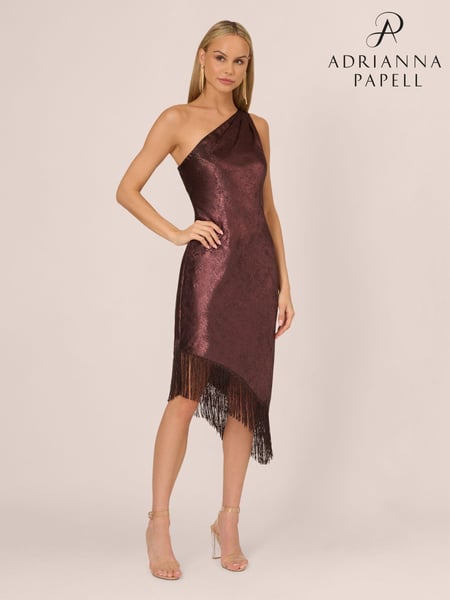 Adrianna Papell Burgundy Red Foil Woven Cocktail Dress (AG4094) | € 195