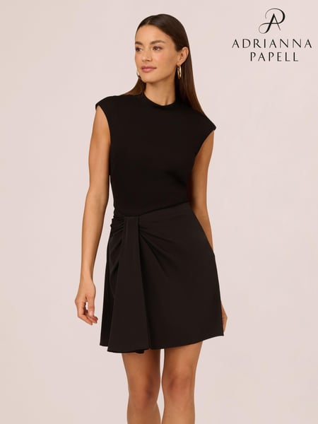 Adrianna Papell Ponte Combo Short Black Dress (AG4105) | € 100