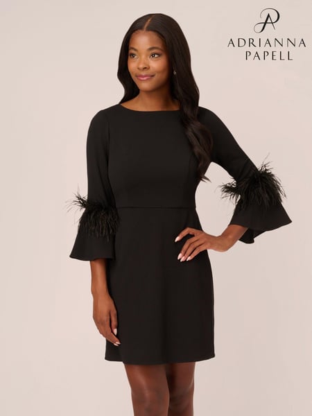 Adrianna Papell Stretch Crepe Feather Black Dress (AG4109) | € 310