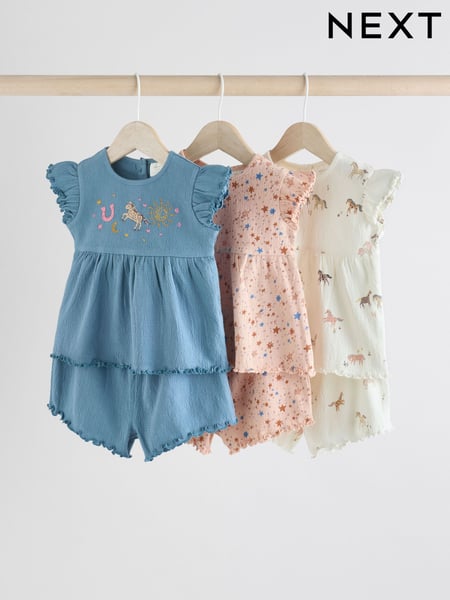 Pink/ White and Blue Horse Baby Frill T-Shirt and Shorts Set 6 Piece (AG4406) | € 41 - € 44