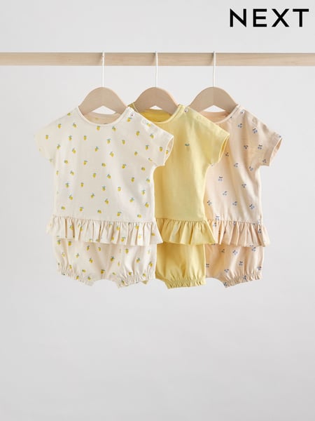Yellow/ White Fruit Baby Short Sleeve 100% Cotton Top and Shorts Set 6 Piece (AG4414) | € 40 - € 43