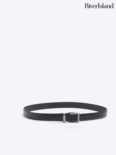 River Island Black Leather Metal Keeper Belt (AG4545) | € 34