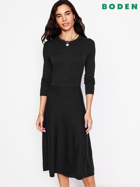 Boden Black/Animal Petite Twisted Waist Jersey Dress (AG4731) | € 83