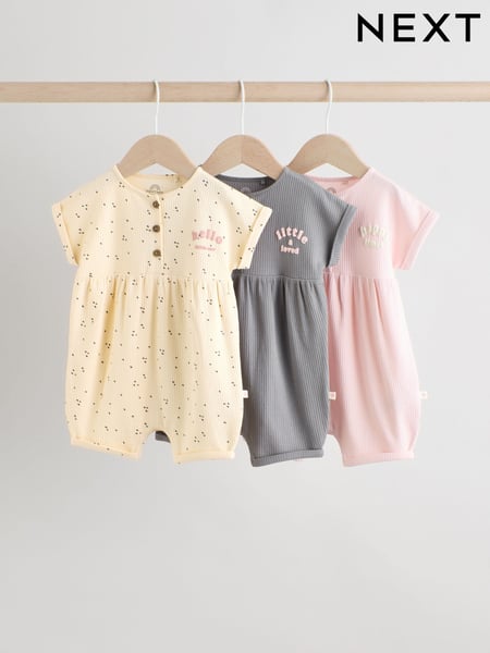 Slogan Mono and Pink Baby Rompers 3 Pack (AG4747) | € 28 - € 34