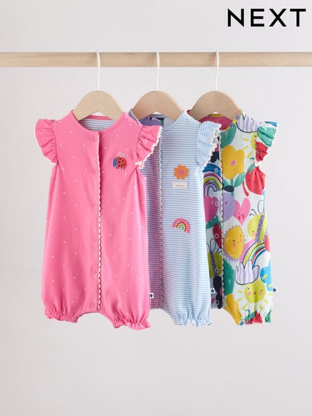 Multi Floral and Stripe Print Baby 100% Cotton Rompers 3 Pack (AG4749) | € 28 - € 34