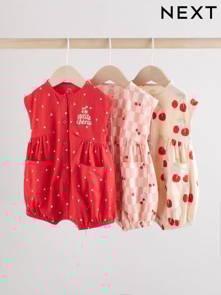 Red and Ecru Cherry Baby Rompers 3 Pack (AG4754) | € 30 - € 35