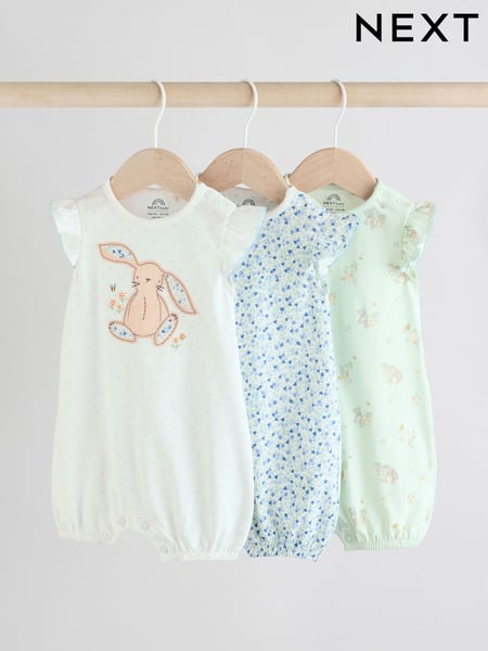 Multi Printed Floral Bunny Rompers 3 Pack (AG4755) | € 27 - € 33