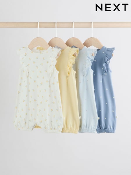 Blue and White Floral Printed Baby Rompers 4 Pack (AG4763) | € 31 - € 37