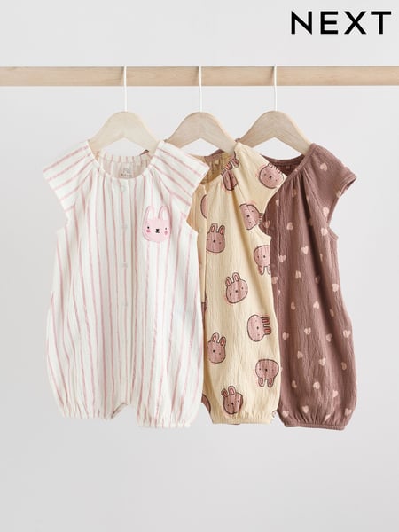 Mocha Brown Baby Jersey Rompers 3 Pack (AG4766) | € 26 - € 31