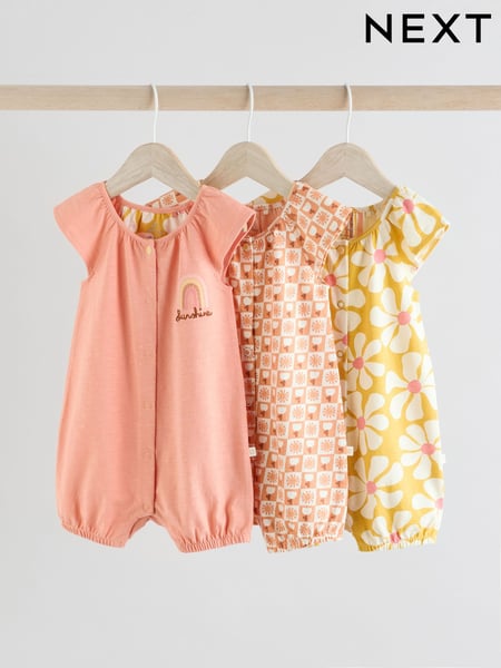 Coral Pink Baby Jersey Rompers 3 Pack (AG4768) | € 26 - € 31