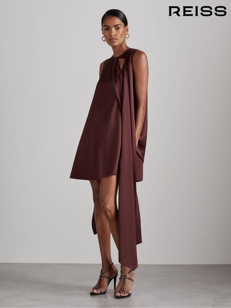Reiss Burgundy Quinn Atelier Satin Draped-Sash Mini Dress (AG5042) | € 554