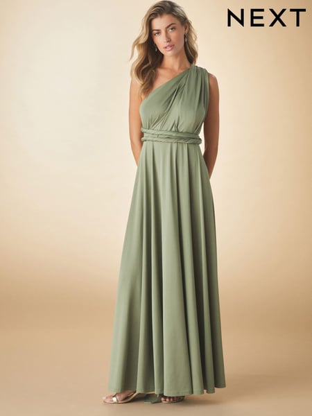 Olive Green Jersey Multiway Bridesmaid Wedding Maxi Dress (AG5163) | € 108
